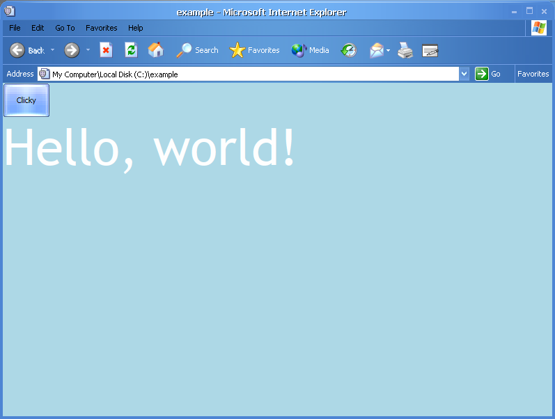 Example XAML rendered in Longhorn Internet Explorer